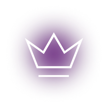 Purple crown icon with white outline on black background