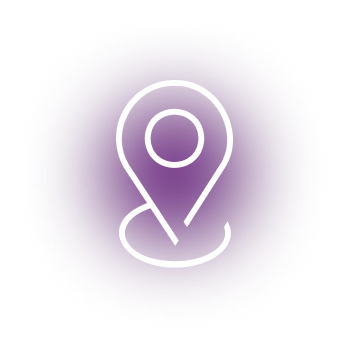 Purple circle with location pin icon.