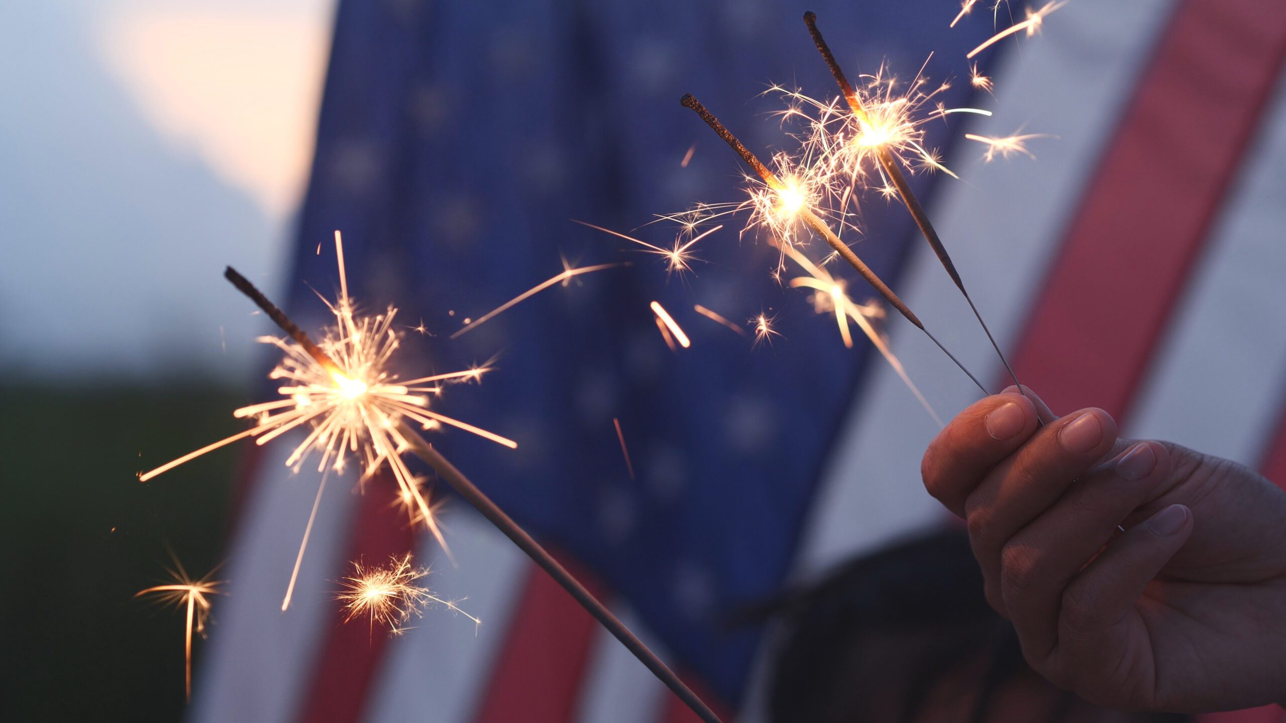 Memorial Day party at dusk with sparklers